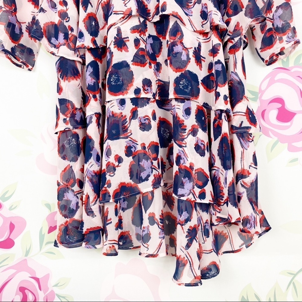NEW H&M Printed Floral Ruffle Midi Dress 2 - Picture 3 of 8